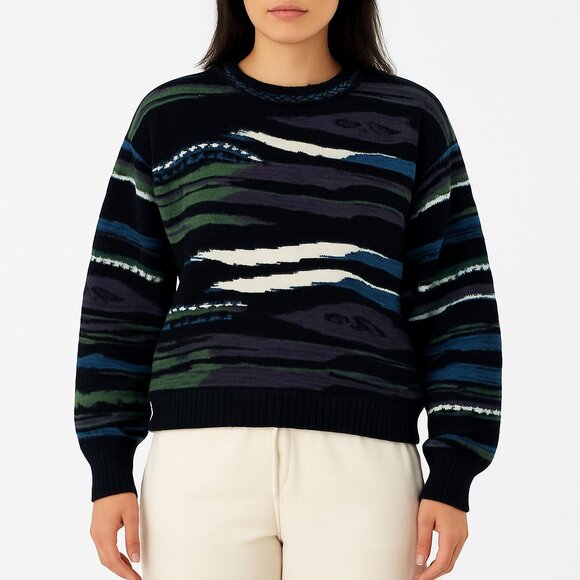 Bachrach Vintage Crewneck Knit Sweater Sweatshirt Size Medium Blue Black - Picture 1 of 4